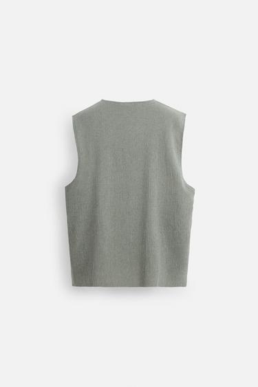 T-SHIRT TANK RELIEF - Vert gris de Zara - Image 8