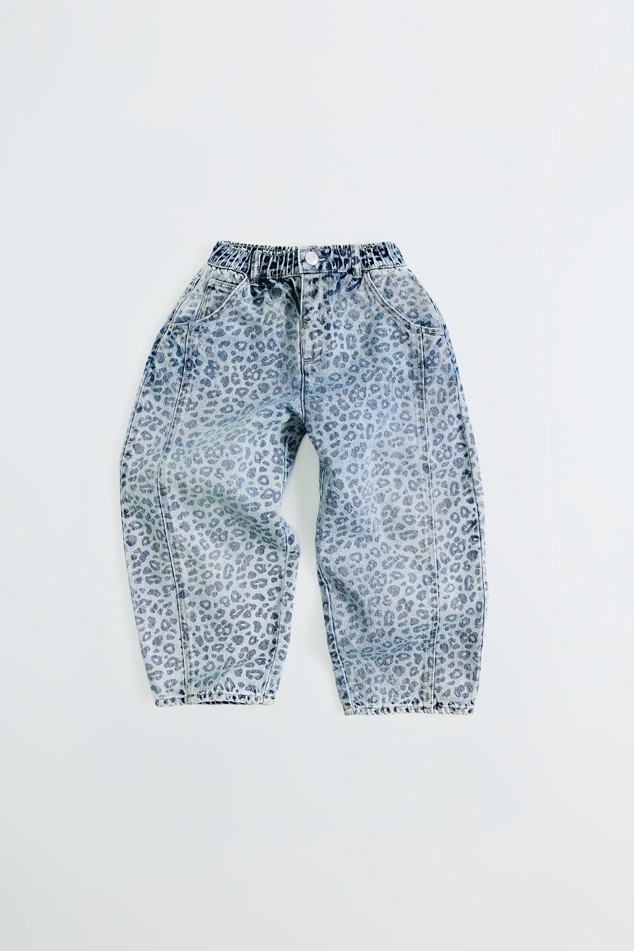 ANIMAL PRINT BALLOON PANTS — Light blue