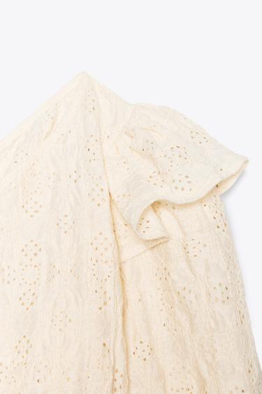 ASYMMETRIC EMBROIDERED TOP - Ecru by Zara - Image 5