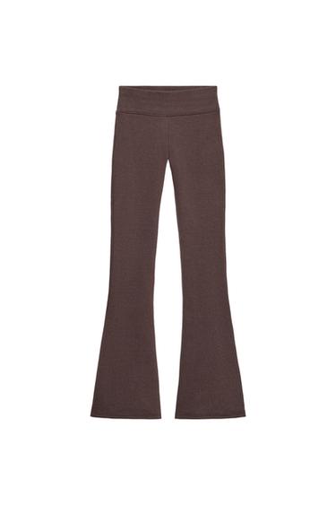 Zara PLIŠANE ZVONASTE PANTALONE – Smeđa