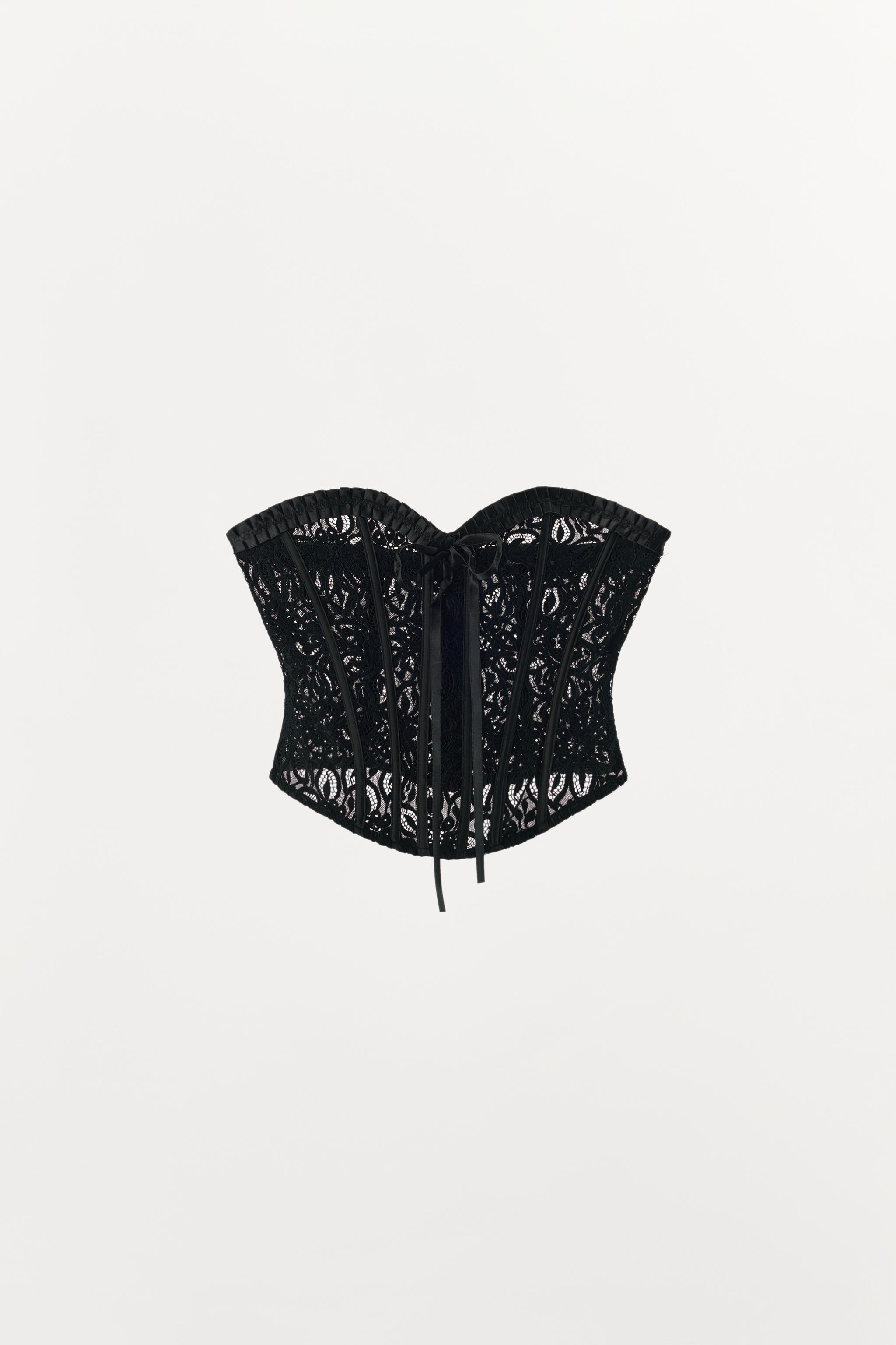 FLOCKED LACE COMBINED CORSET