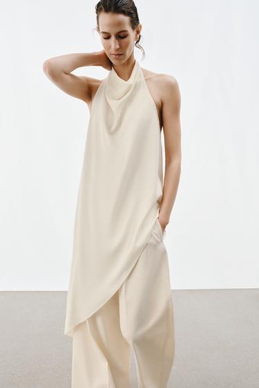 TOP ASYMÉTRIQUE ZW COLLECTION - Blanc cassé de Zara
