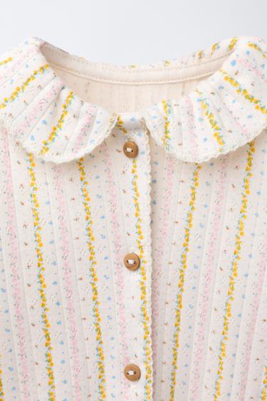 PYJAMA ENTIER PETITES FLEURS PIED CONVERTIBLE - Écru de Zara - Image 4