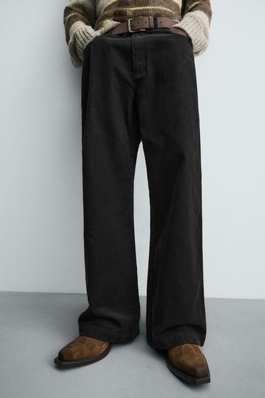 FLARE CORDUROY TROUSERS - Black by Zara