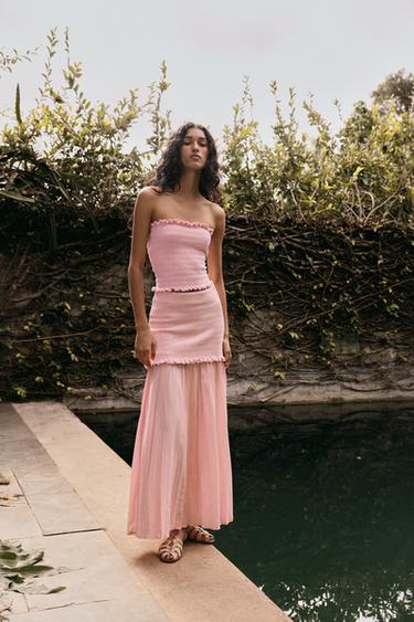 JUPE EN MAILLE EN MATIÈRES VARIÉES - Rose de Zara - Image 1