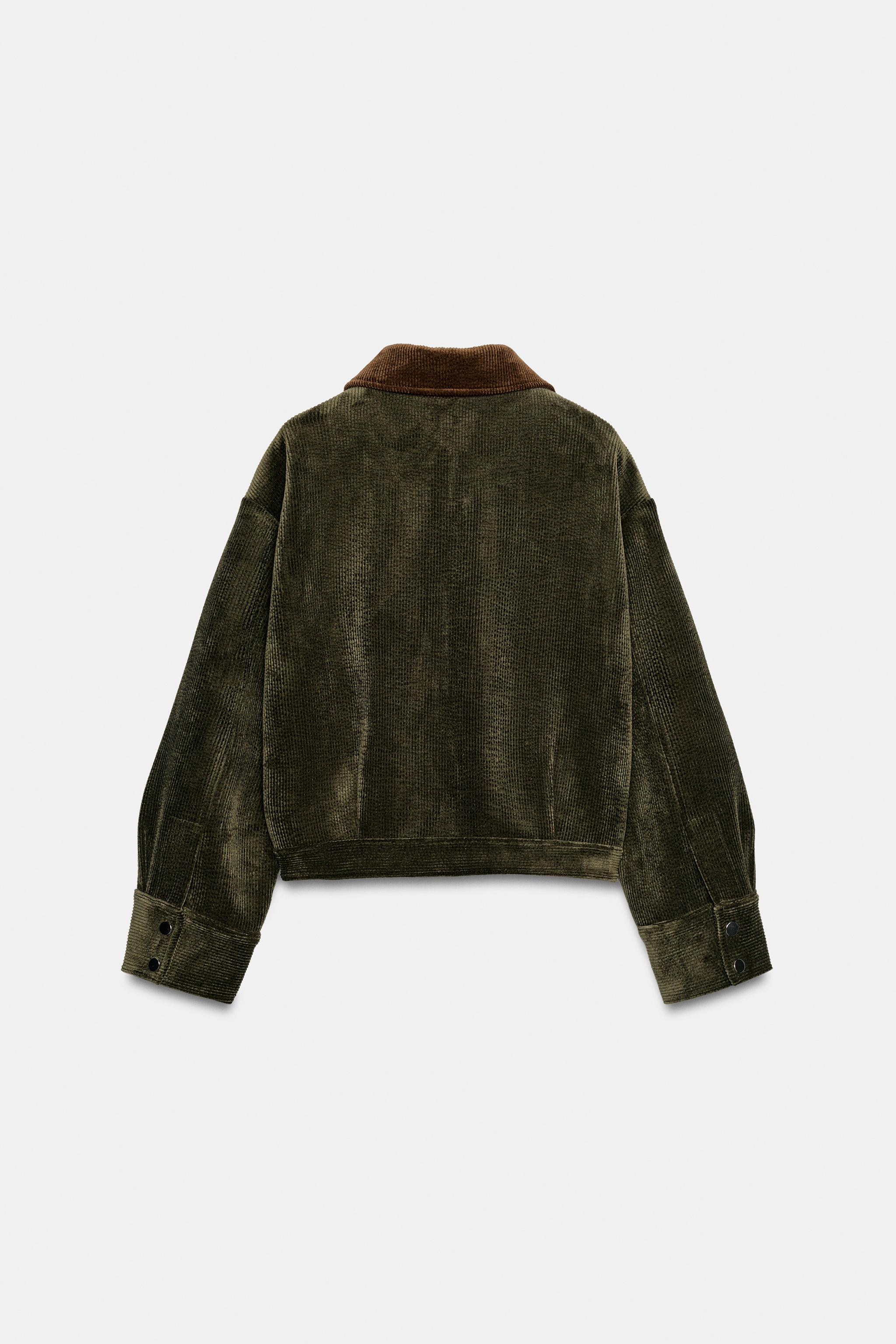 CONTRAST CORDUROY JACKET - Khaki | ZARA South Africa