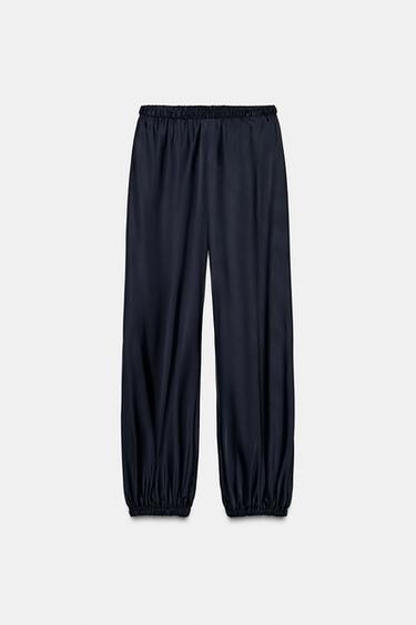 ZW COLLECTION SATIN TROUSERS - Petrol blue by Zara - Image 0