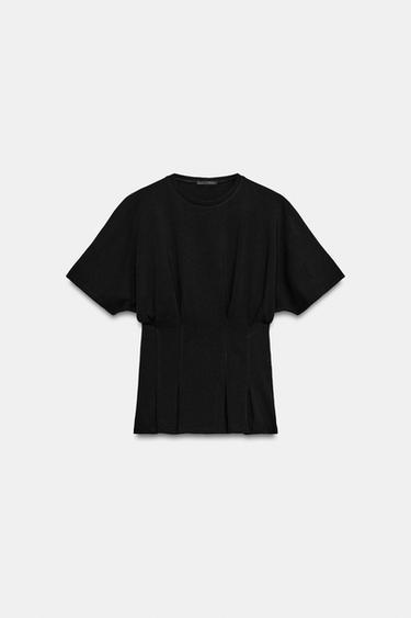 DARTED SLIM FIT T-SHIRT - Black by Zara - Image 4