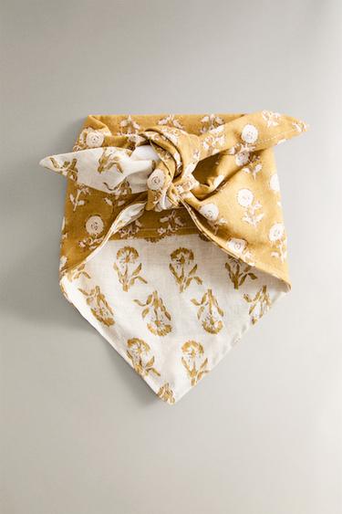 REVERSIBLE BLOCK PRINT PET BANDANA - Yellow by Zara - Image 4