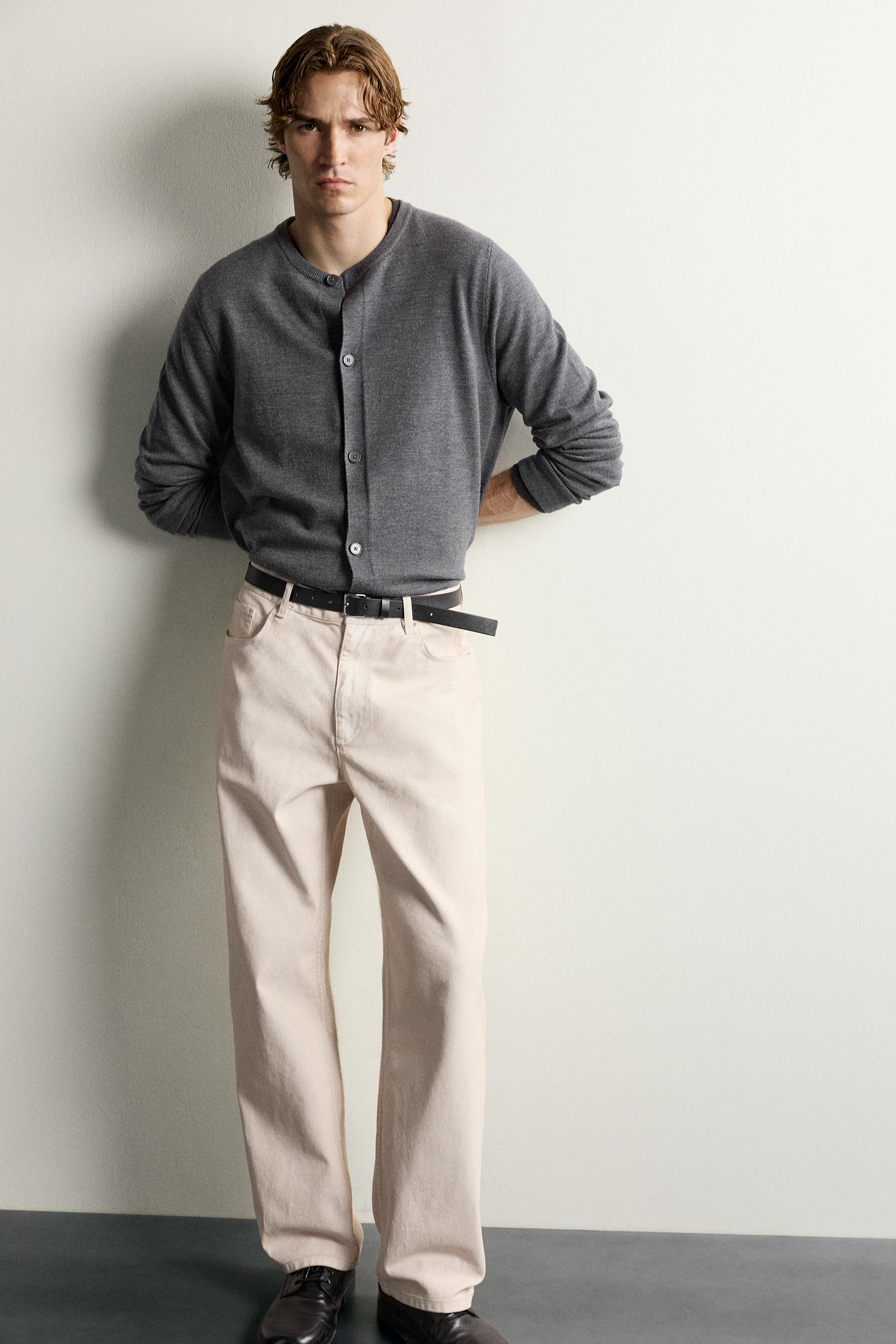WASHED STRAIGHT-FIT PANTS