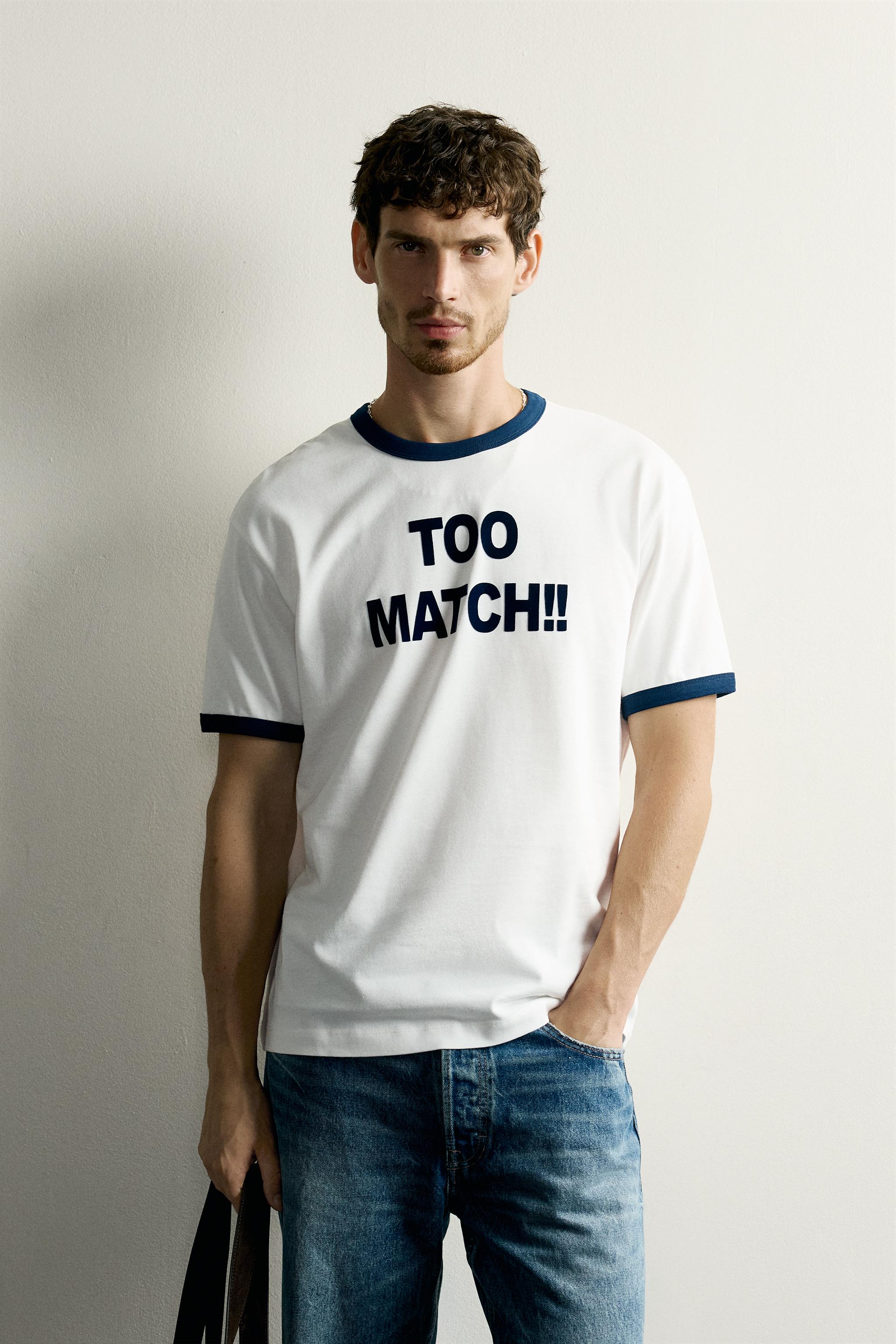 RINGER CONTRAST RIB TEXT T-SHIRT — Oyster-white