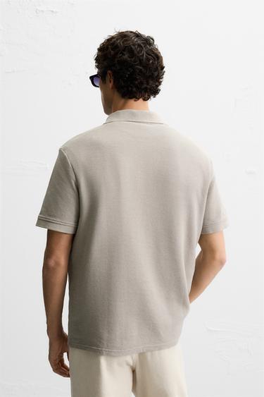 QUARTER-ZIP POLO SHIRT - camel by Zara - Image 2