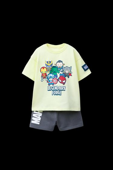 CONJUNTO JOGGING CAMISETA Y BERMUDA THE AVENGERS © MARVEL - Gris antracita de Zara - Imagen 0