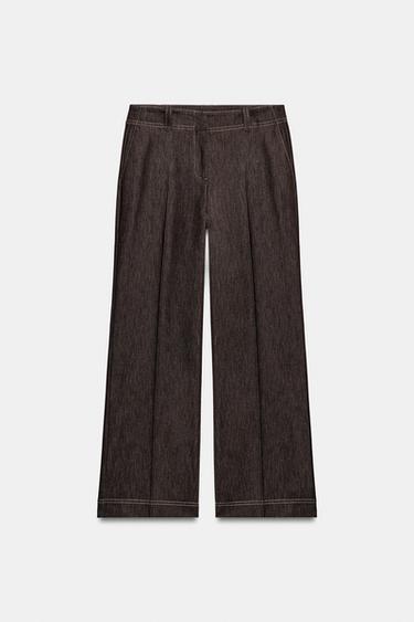PANTALÓN COSTURAS CONTRASTE - Marrón de Zara - Imagen 0