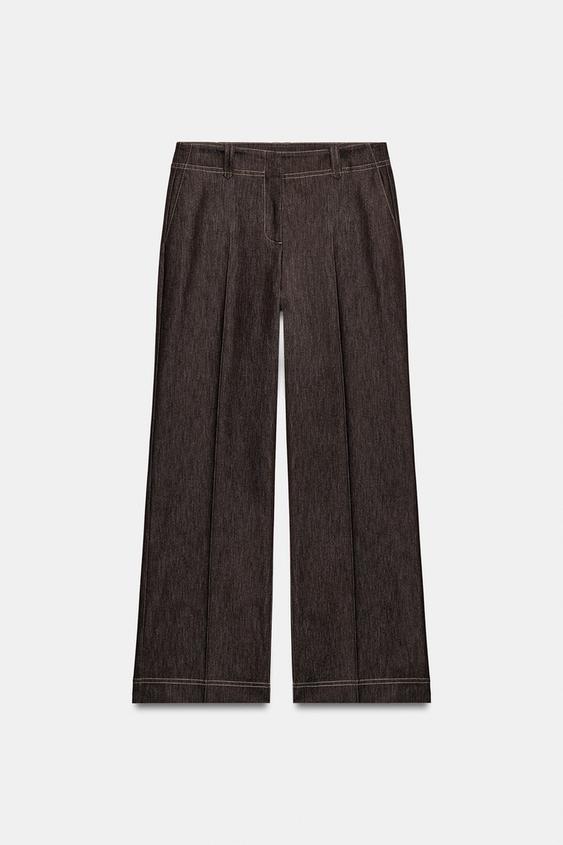 PANTALÓN COSTURAS CONTRASTE - Marrón de Zara - Imagen 0