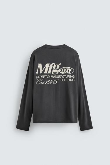 T-SHIRT À INSCRIPTION IMPRIMÉE - Anthracite foncé de Zara - Image 7