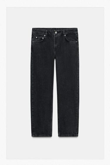 Zara ZW COLLECTION CIGARETTE MID-RISE JEANS - Black