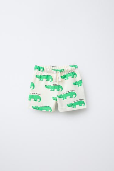 BERMUDA STRAIGHT IMPRIMÉ CROCODILES - Écru de Zara