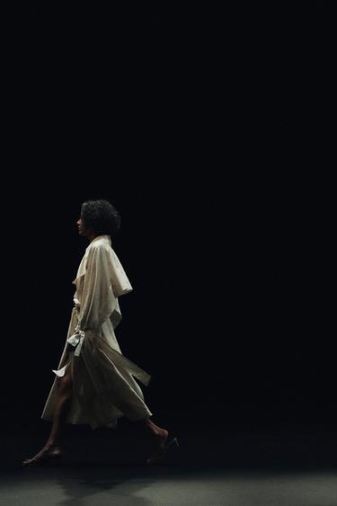 ZW COLLECTION FLOWING TRENCH COAT WITH BELT - Ecru by Zara - Image 9