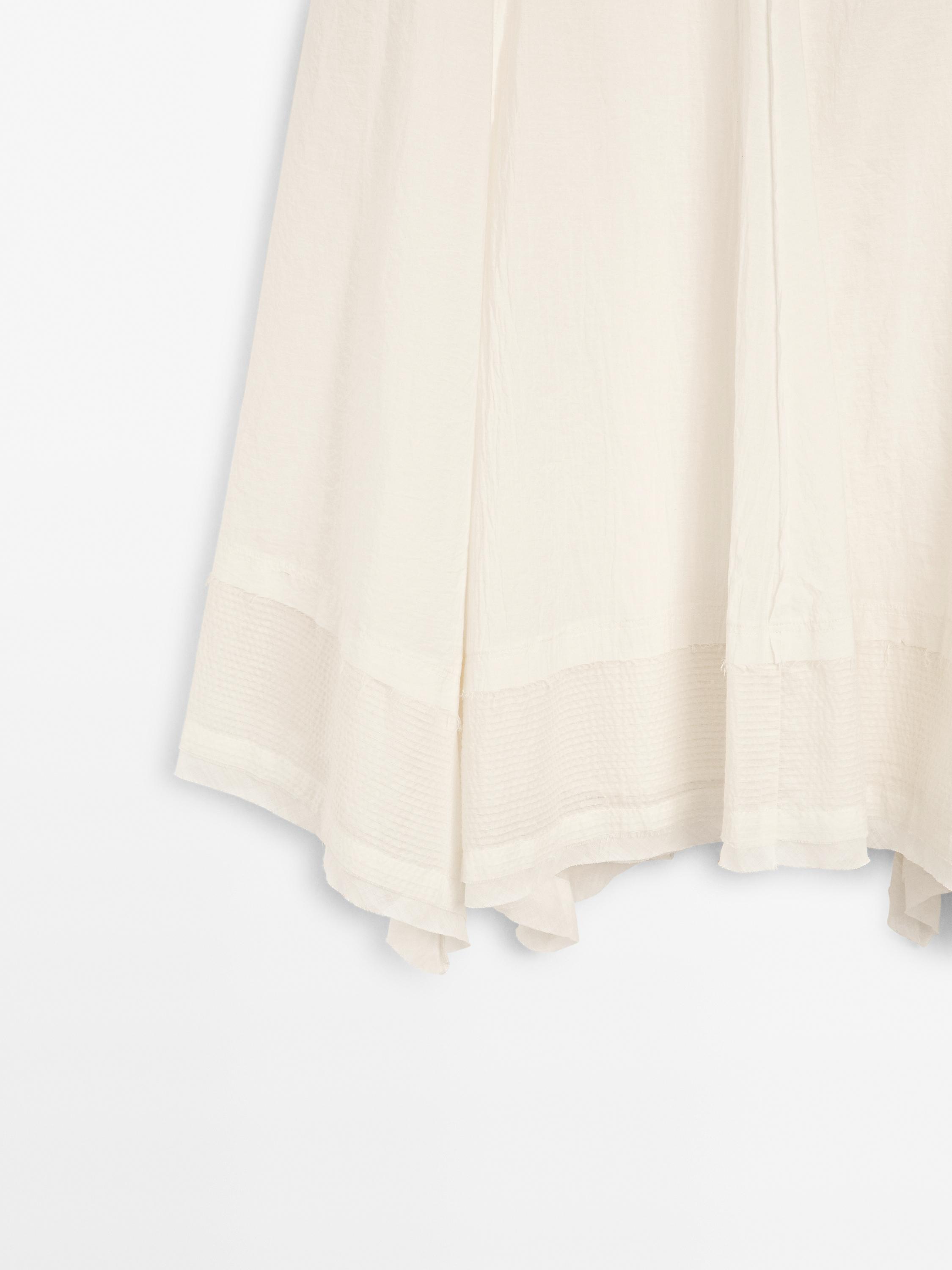 Jupe midi en coton mélangé avec coutures