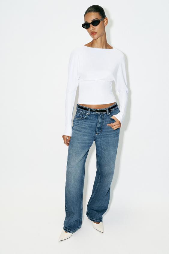 SLIM FIT LONG SLEEVE T-SHIRT - White by Zara - Image 0