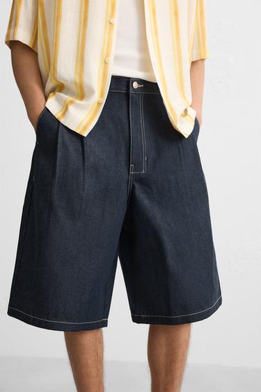 WIDE-FIT DENIM BERMUDA SHORTS - Indigo by Zara - Image 4