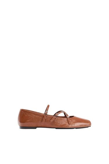 SQUARE TOE LEATHER BALLERINA