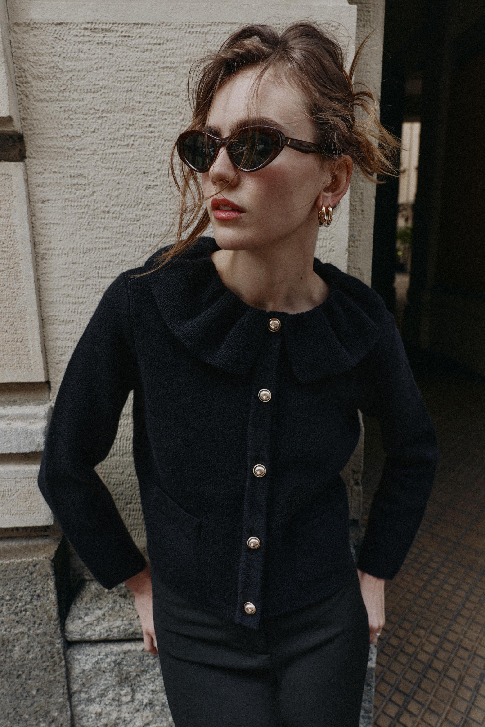 Cardigan With Ruffle Collar by Zara