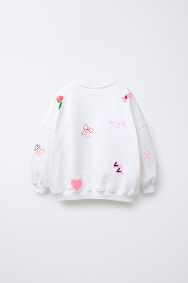RAISED PATCH SWEATSHIRT - White by Zara - Image 1
