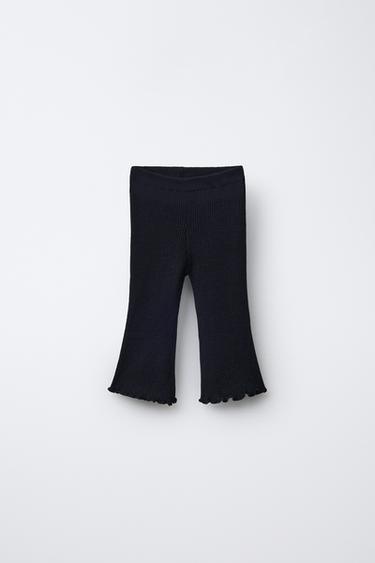 بنطلون محاك مضلع واسع - أزرق الخاص بـ Zara