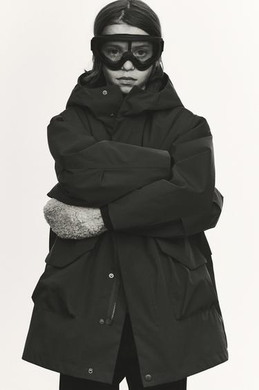LONG FAUX SHEARLING PARKA - Dark khaki by Zara