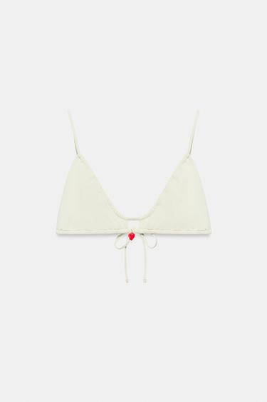 Zara 心形串珠比基尼上衣 - 裸色