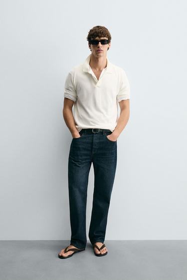 LINEN-COTTON KNIT POLO SHIRT - White by Zara - Image 0