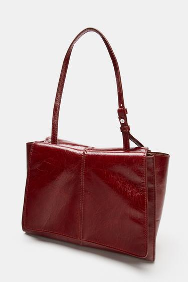 LEATHER MINI TOTE BAG WITH DOUBLE POCKET - Cherry Red by Zara - Image 4
