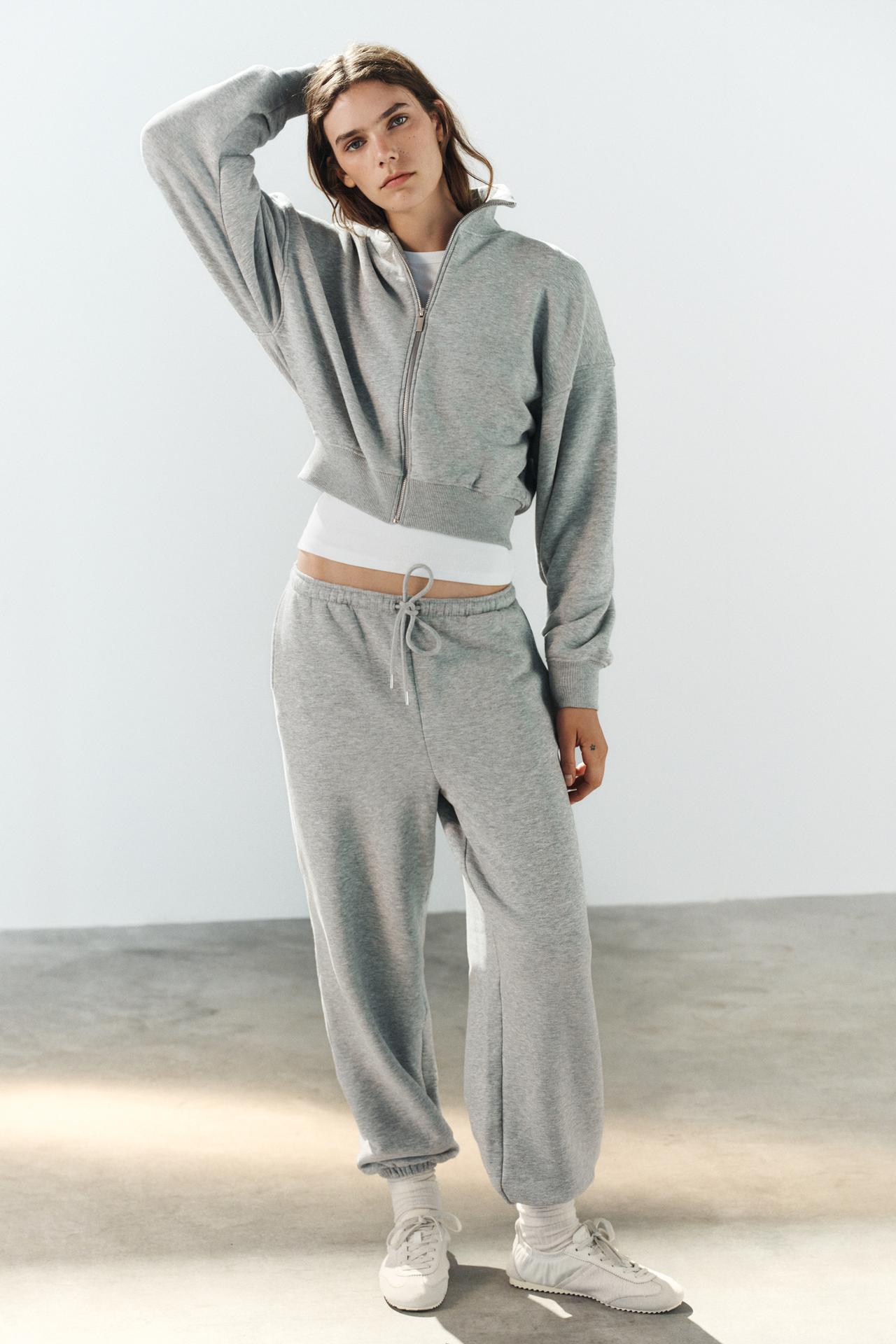 FLEECE JOGGER PANTS — Gray marl