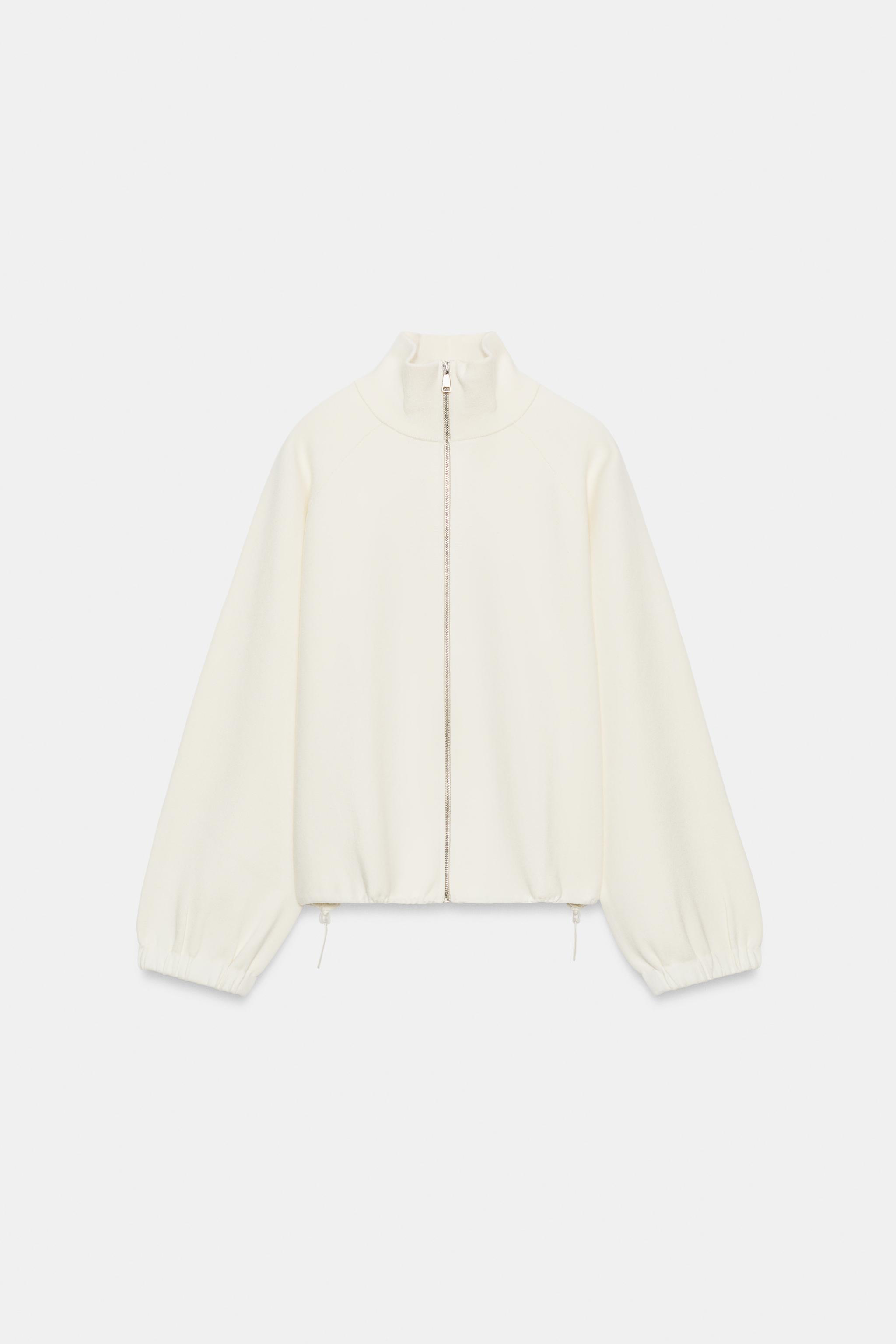 CASACO DE TRICÔ COM ZÍPER - Cru | ZARA Brasil