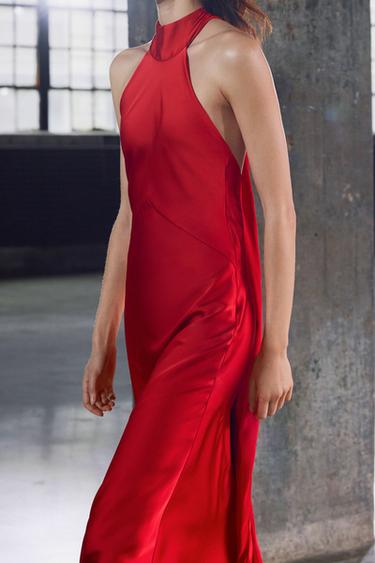 ROBE SATINÉE HALTER - Rouge de Zara - Image 3