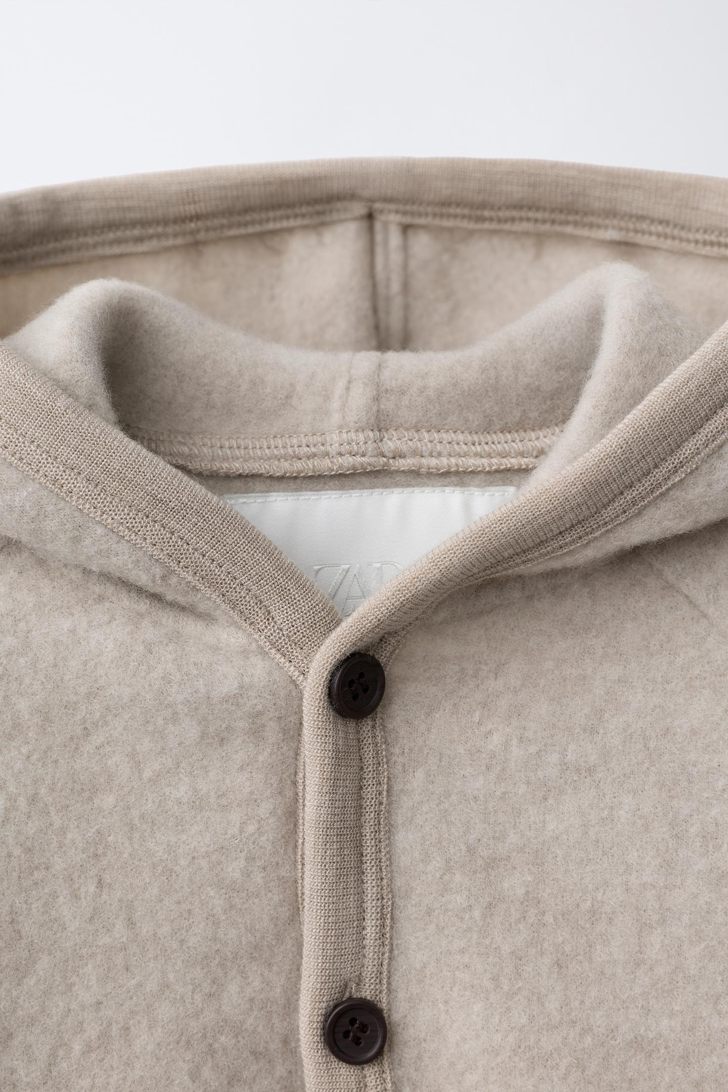 Детская куртка Zara 100% Wool Hoodie Jacket, цвет: Экрю — фото 4