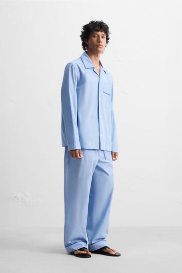 CONTRAST PYJAMA SHIRT - Sky blue by Zara - Image 0