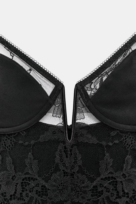 BODY EN DENTELLE BIMATIÈRE - Noir de Zara - Image 6