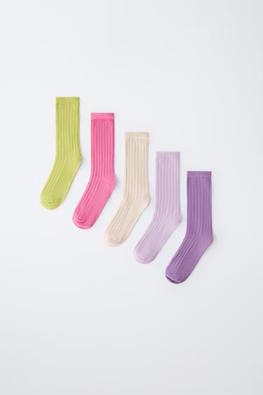 Zara FIVE-PACK OF LONG RIBBED SOCKS - Lilac