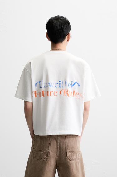 WASHED PRINT T-SHIRT - Oyster-white by Zara - Image 2