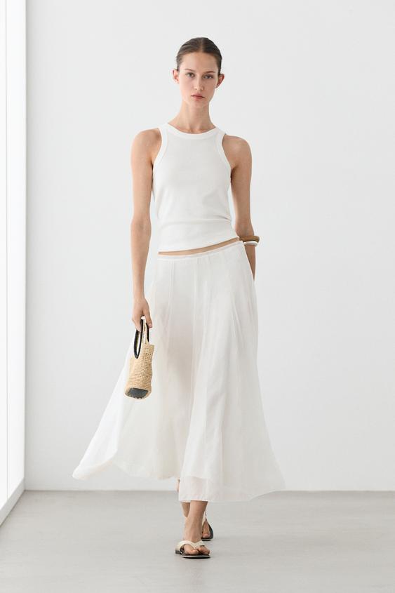 Flowy flared midi skirt from Zara - $180