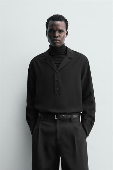 FLOWING POLO SHIRT - Black by Zara