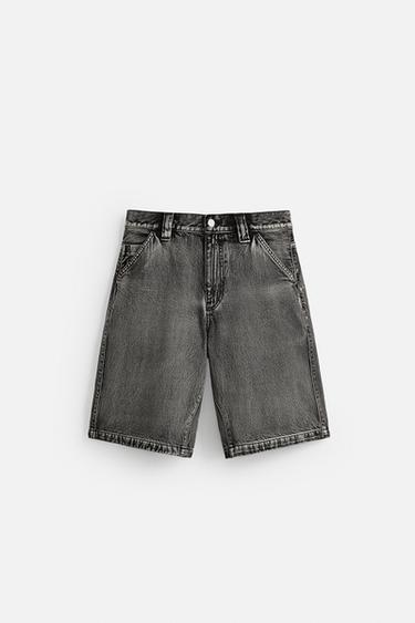 FADED BAGGY FIT DENIM BERMUDA SHORTS - Black by Zara - Image 6