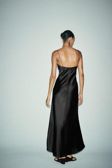 LONG SATIN DRESS - Black by Zara - Image 4