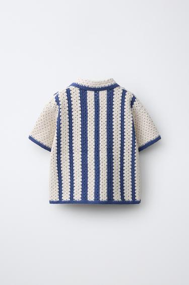 LOBSTER CROCHET KNIT SHIRT - Ecru / Blue by Zara - Image 1