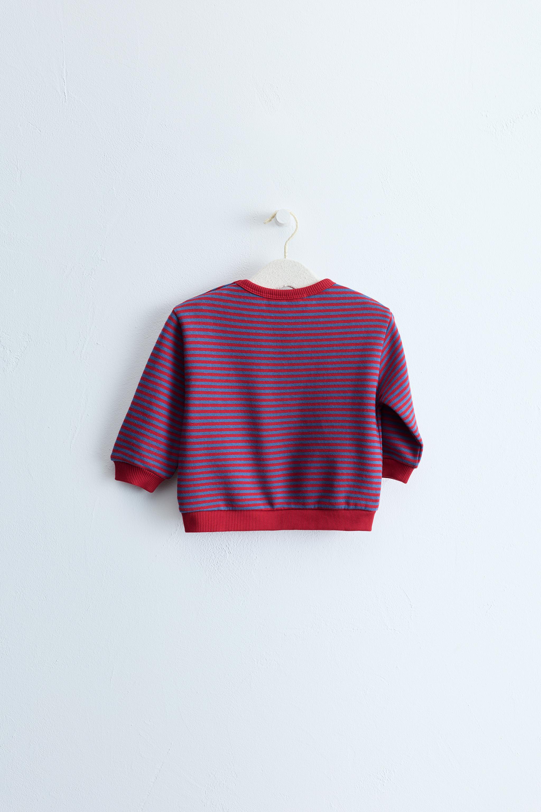 ZARA TIMELESS - STRIPED PRINT SWEATSHIRT — Red