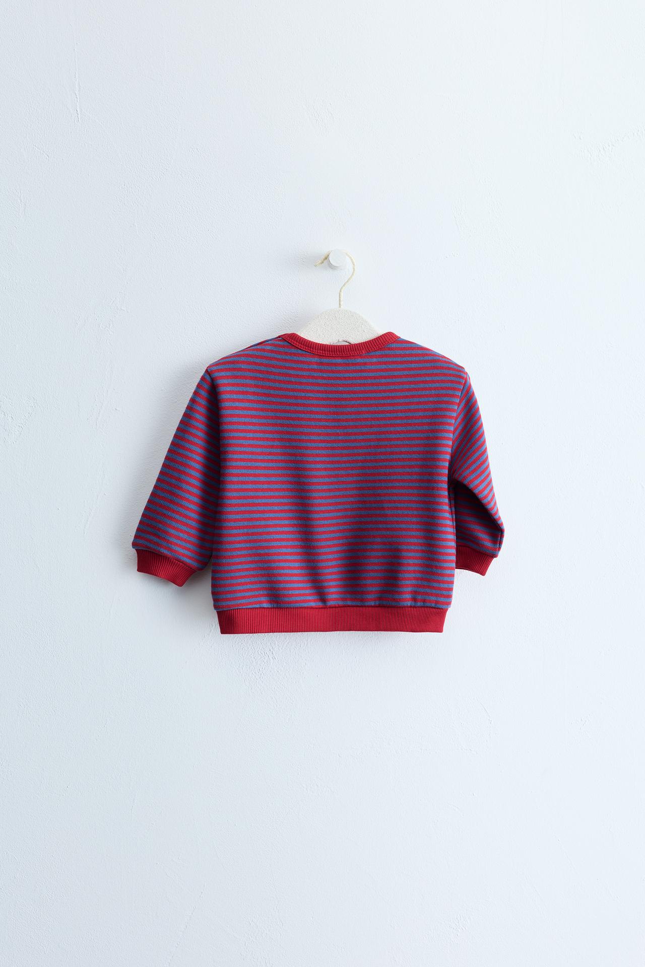 ZARA TIMELESS - STRIPED PRINT SWEATSHIRT — Red