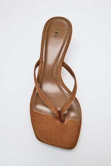 Zara STRAPPY HEELED SANDALS - Brown